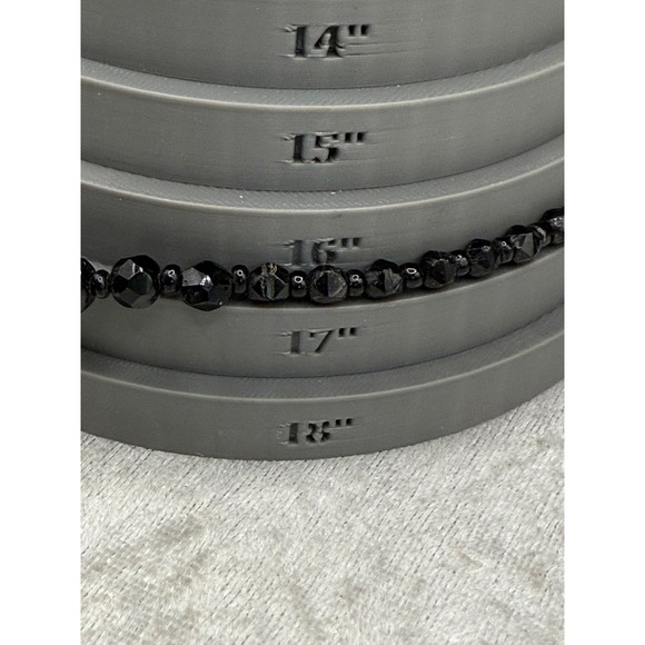 Vintage Glass Necklace Beaded Black Faceted Statement Classic‎ 17" - Picture 10 of 11